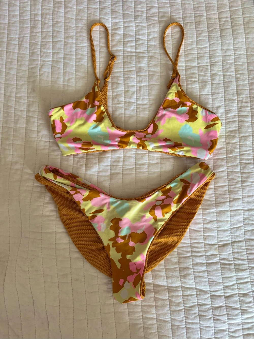 Maaji Multicolor Camouflage Print Bikini — Yellow, Pink, Mint, Mustard